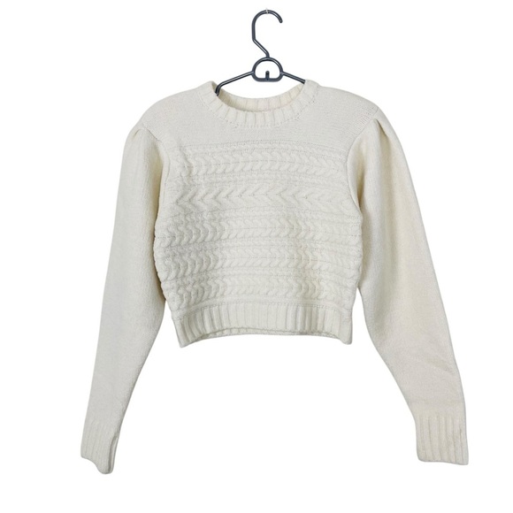 For Love & Lemons Dominique Shoulder Pad Sweater In Ivory Size XSmall - Picture 12 of 15
